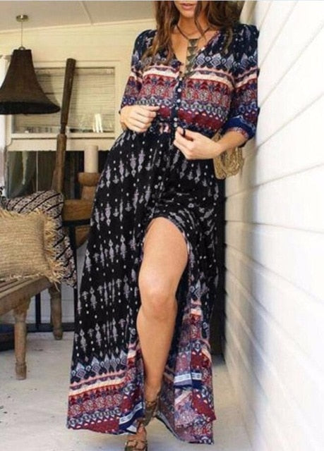 Mulheres Vestidos Longos Maxi Vestido Bohemia